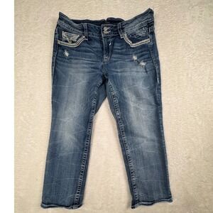 Vigoss Chelsea Women's Boyfriend Jeans Distressed Embellished Pockets Cropped 16